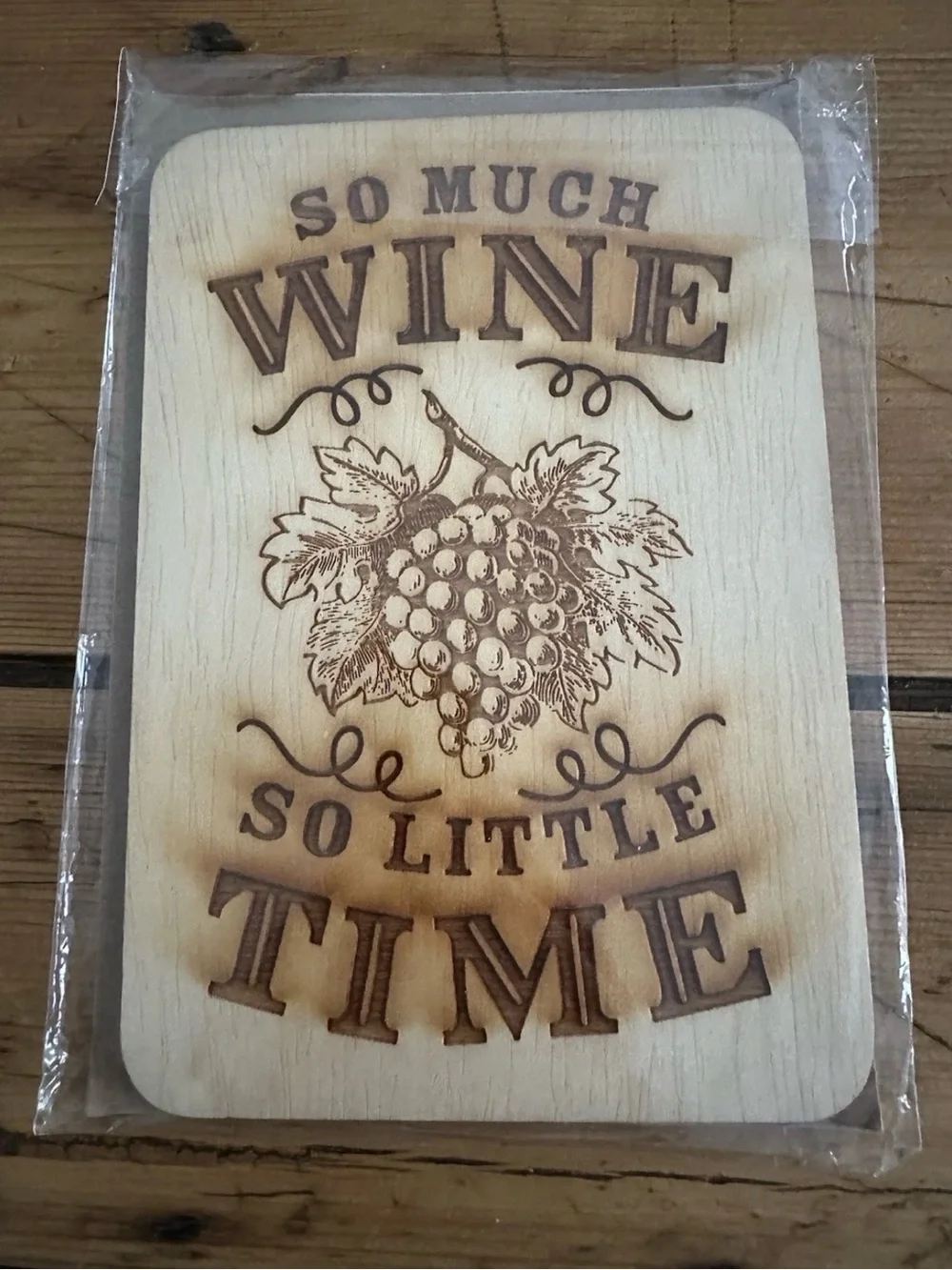 So Much Wine So Little Time Wooden Birthday Card! + 2 Wine Corks! Perfect Gift!